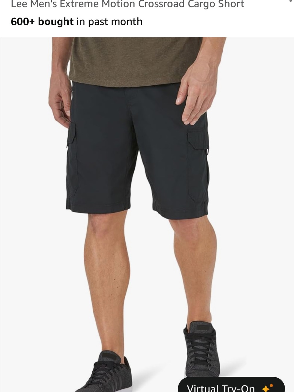 Lee Men's Black Cargo Shorts with Side Flap Pockets NWT
